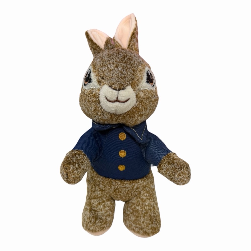Peter Rabbit Movie Plush Stuffed Animal Brown Bunny in Blue Jacket 9 inch